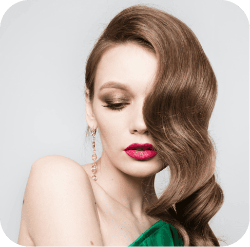 Silky brown hair and glamorous makeup at Octa Beauty Ladies Center.